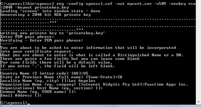 Generating a self-signed certificate